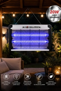 Glr KF-6020 Sinek Öldürücü Lamba Uv Işıklı 20W Elektrikli Sivrisinek Tuzağı Işıklı Cihaz